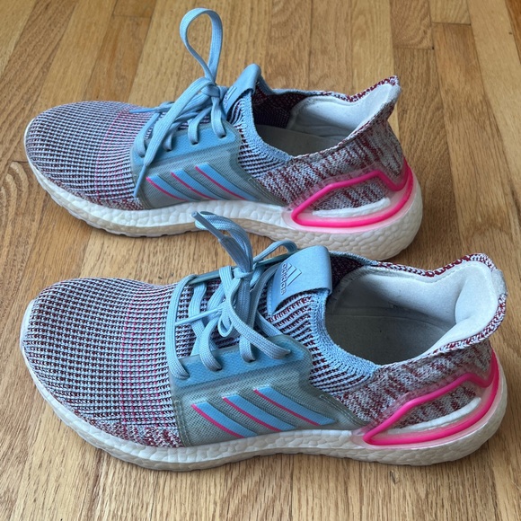 adidas Ultraboost 19 Size 7 Glow Blue/Shock Pink/Active Maroon Running Shoes - Picture 7 of 7